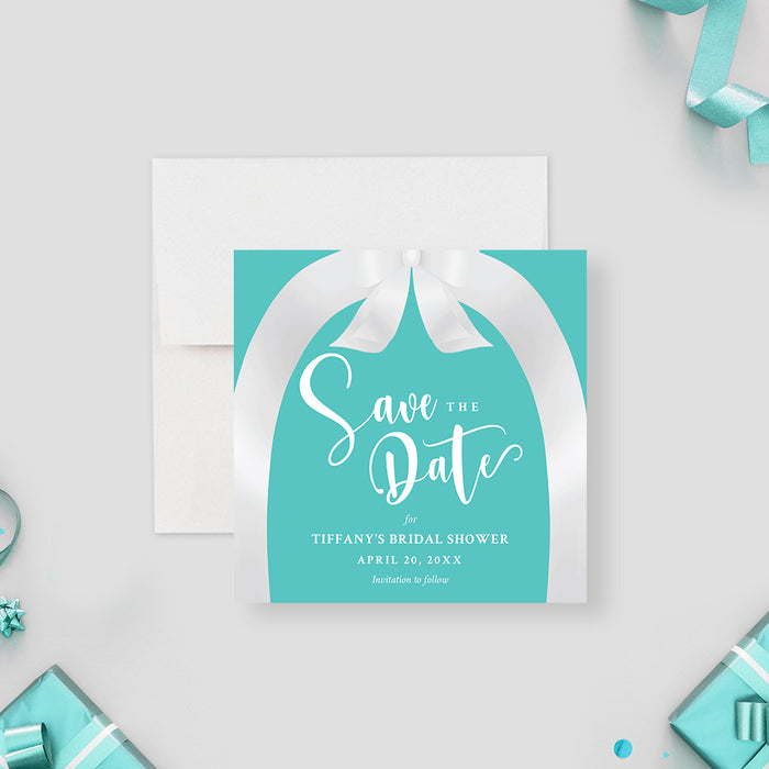 Teal Bridal Shower Save the Date Card, Couples Wedding Shower Save the Dates