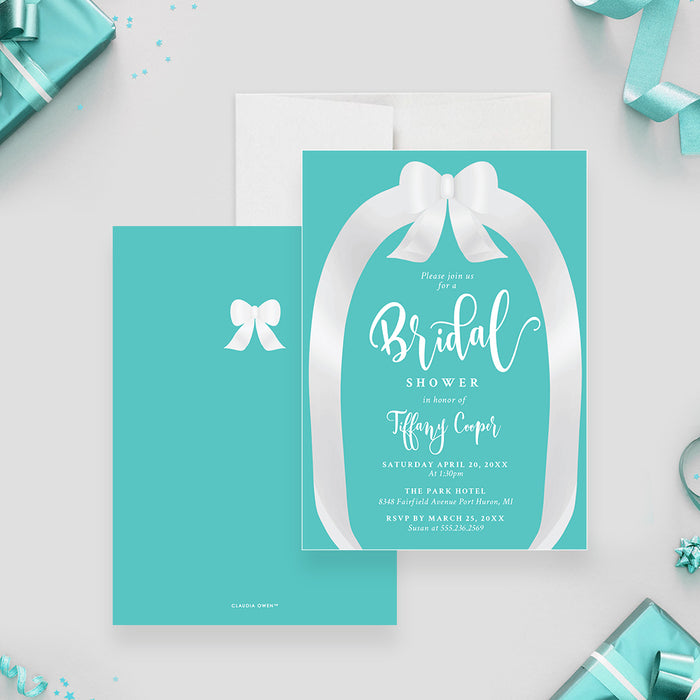 Celebrate the Bride-to-Be, Bridal Shower Invitation in Teal and White for the Happy Couple