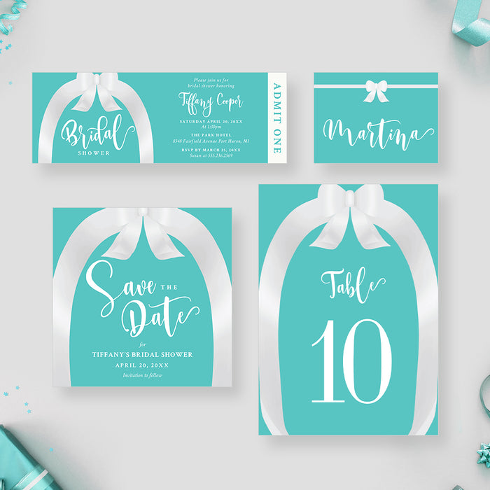 Celebrate the Bride-to-Be, Bridal Shower Invitation in Teal and White for the Happy Couple