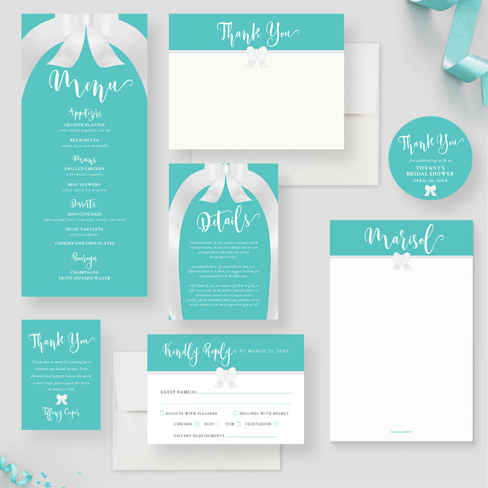 Celebrate the Bride-to-Be, Bridal Shower Invitation in Teal and White for the Happy Couple