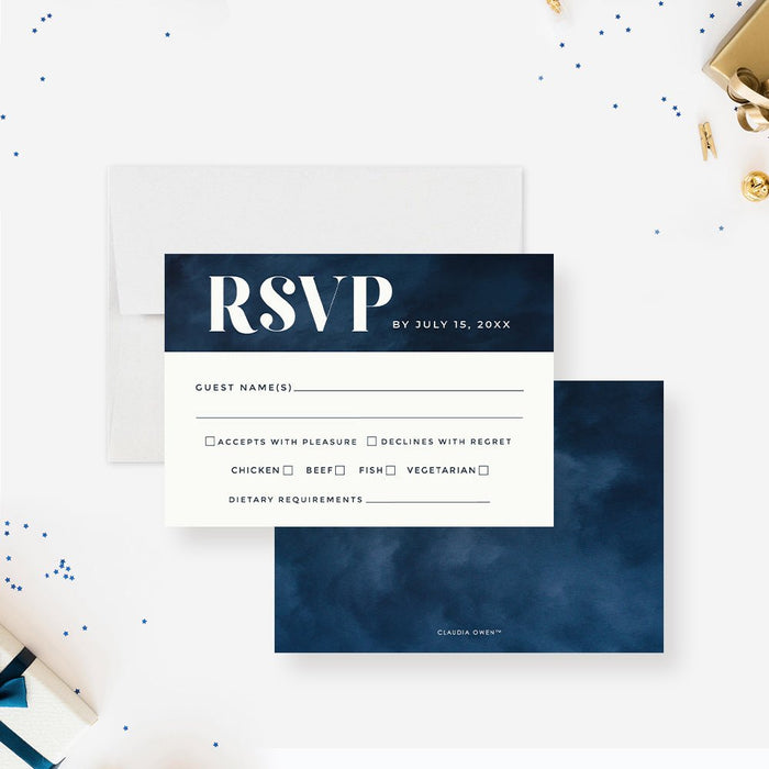 50th Birthday Party Invitation for Men in Navy Blue, Celebrate Half a Century in Style