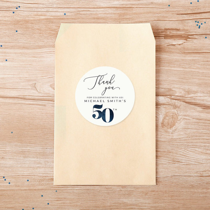 50th Birthday Party Invitation for Men in Navy Blue, Celebrate Half a Century in Style