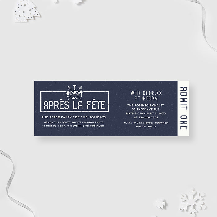 Winter Themed Party Ticket Invitation for Post-Holiday Celebrations