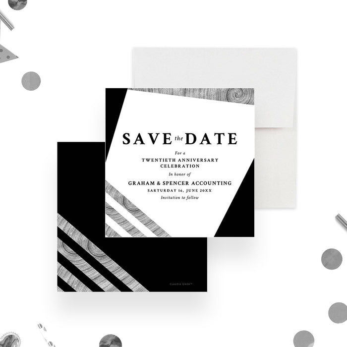 Black and Gray Elegant Save the Date for Business Anniversary, Company Anniversary Save the Dates