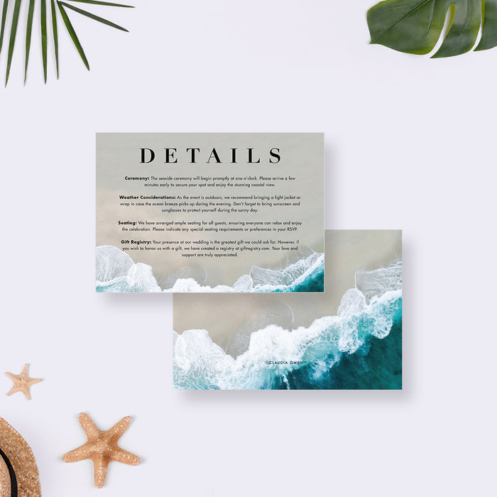 Beach Wedding Invitation Card, Modern Invitation for Destination Wedding, Tropical Wedding Invitation with Ocean Waves, Coastal Wedding Invitations