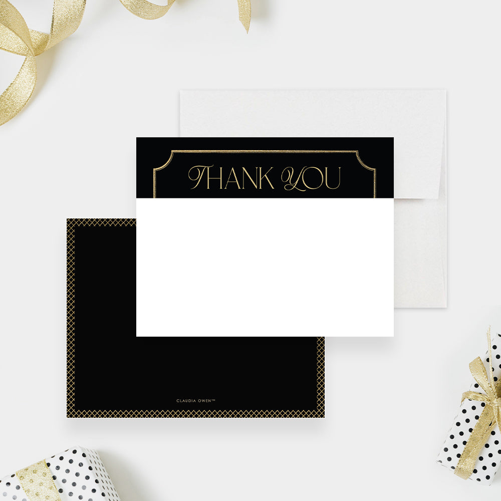 Gold and Black Wedding Note Card, Elegant Thank You Card for Wedding A
