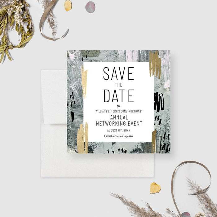 Annual Networking Event Party Invitation Cards with Abstract Flair, Artistic Business Dinner Invites