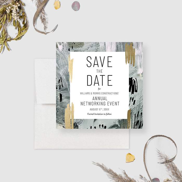 Elegant Save the Date Card for Annual Networking Event, Abstract Painting Inspired Save the Date Announcement