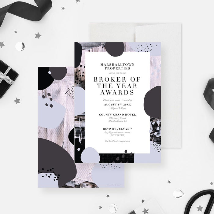 Award Ceremony Party Invitation with Modern Abstract Art, Custom Invites for Corporate Milestone Celebrations, Broker of The Year Awards Invitation