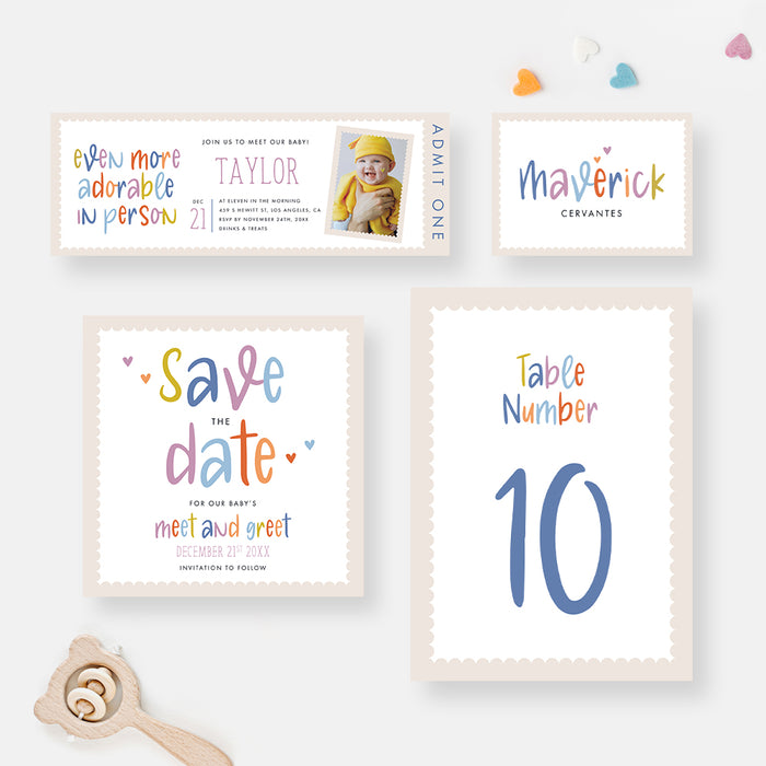 Sip and See Meet the Baby Party Invitation, Welcome Baby Invites, Cute Birthday Invitation Cards with Baby Photo, Even More Adorable in Person