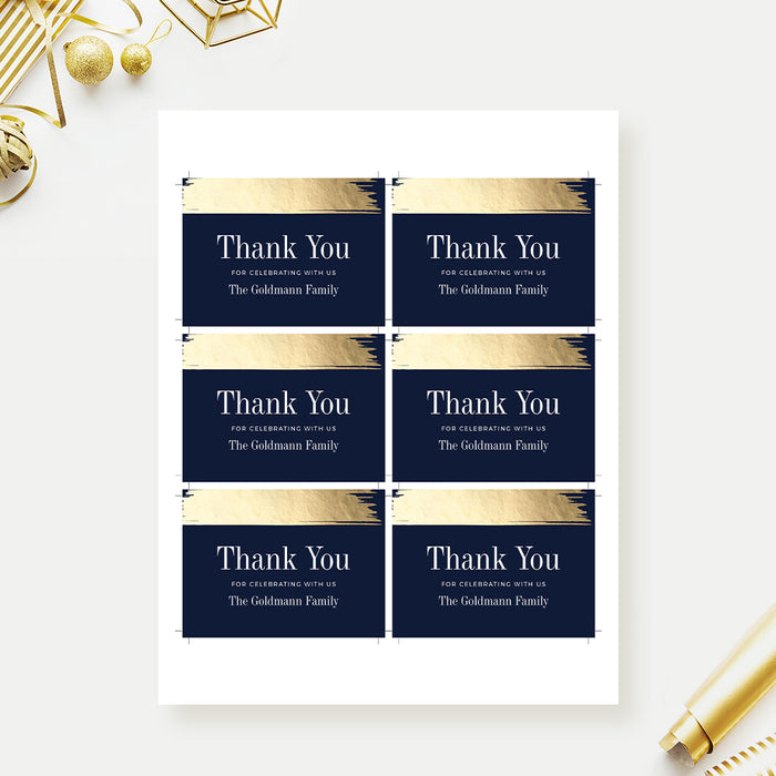 Personalized Thank You Tag in Blue and Gold Digital Template, Digital Favor Tags