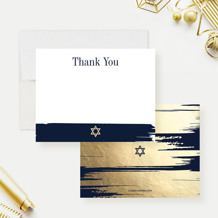 Blue and Gold Thank You Card Digital Template, Printable Thank You Cards