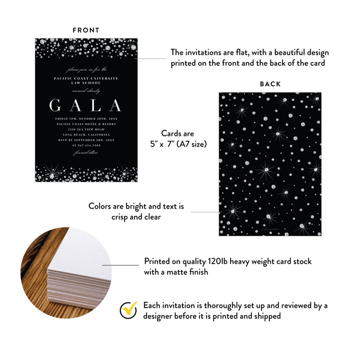 Black and Diamond Invitation Card for Gala Events, Elegant Corporate Party Invites, Anniversary Business Party Invitation