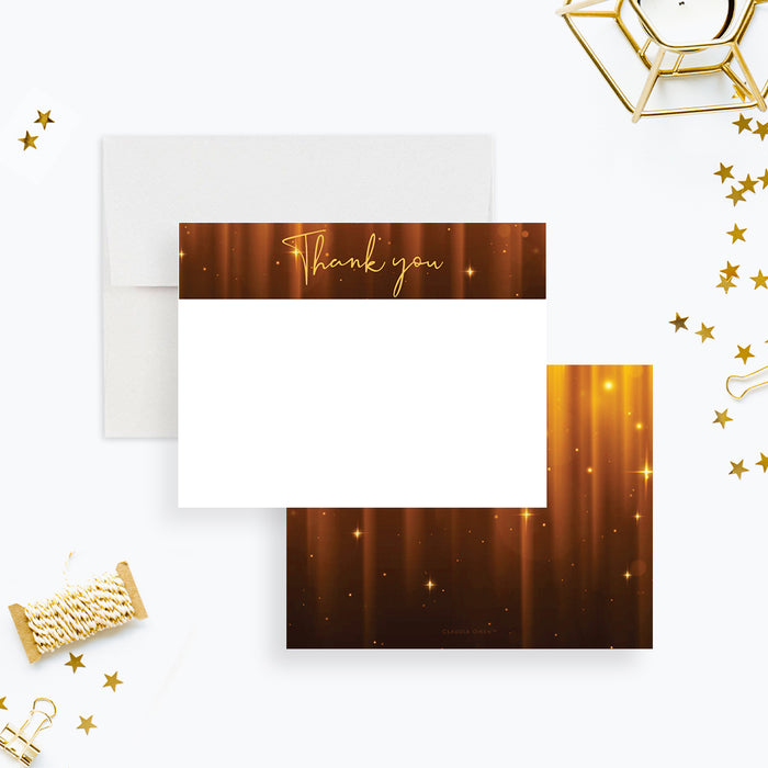 Elegant Black and Gold Note Card, Custom Thank You Notes for High School Prom, Classy Thank You Card for Women