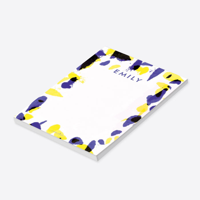 Colorful Notepad for the Office with a Purple and Yellow Pattern Design, Personalized Writing Paper for Her, Unique Stationery, Custom Gift for Women
