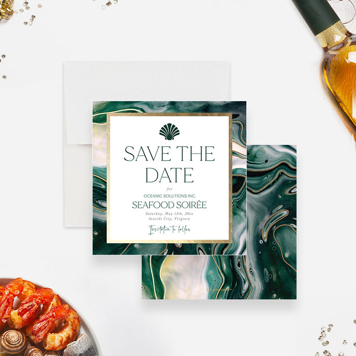 Save the Date Card for Seafood Soiree with Shell Art, Crab Shrimp Crawfish Lobster  Boil Save The Date  Cards, Oyster Roast Save The Cards