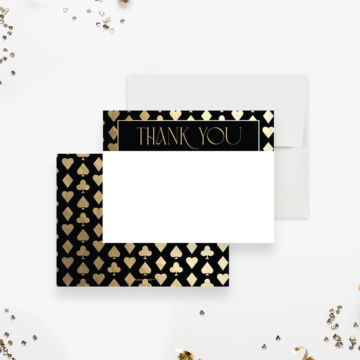 Casino Thank You Card in Black and Gold, Las Vegas Themed Birthday Note Cards, Personalized Gift for Men