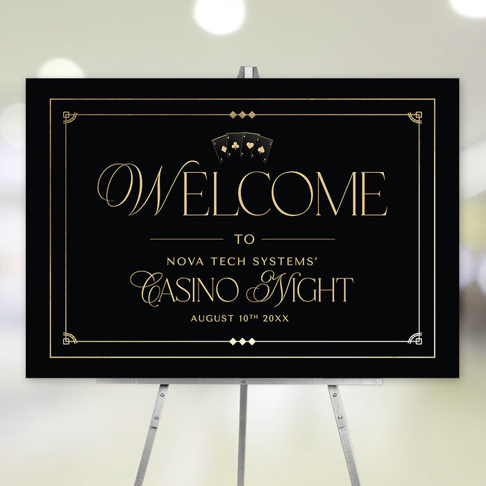 Gold and Black Invitation Card for Casino Night Party with Deck of Cards, Poker Birthday Invitations for Men, Casino Party Business Event