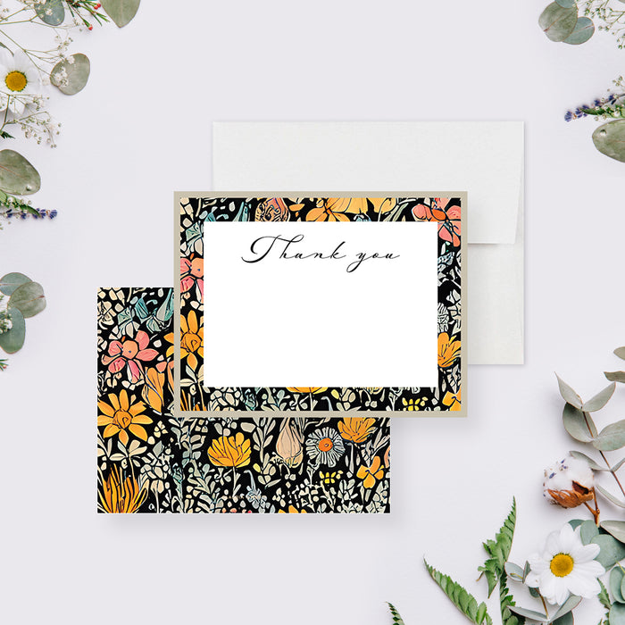 Floral Note Card Personalized with Your Name, Custom Gift for Women, Modern Thank You Card for Summer