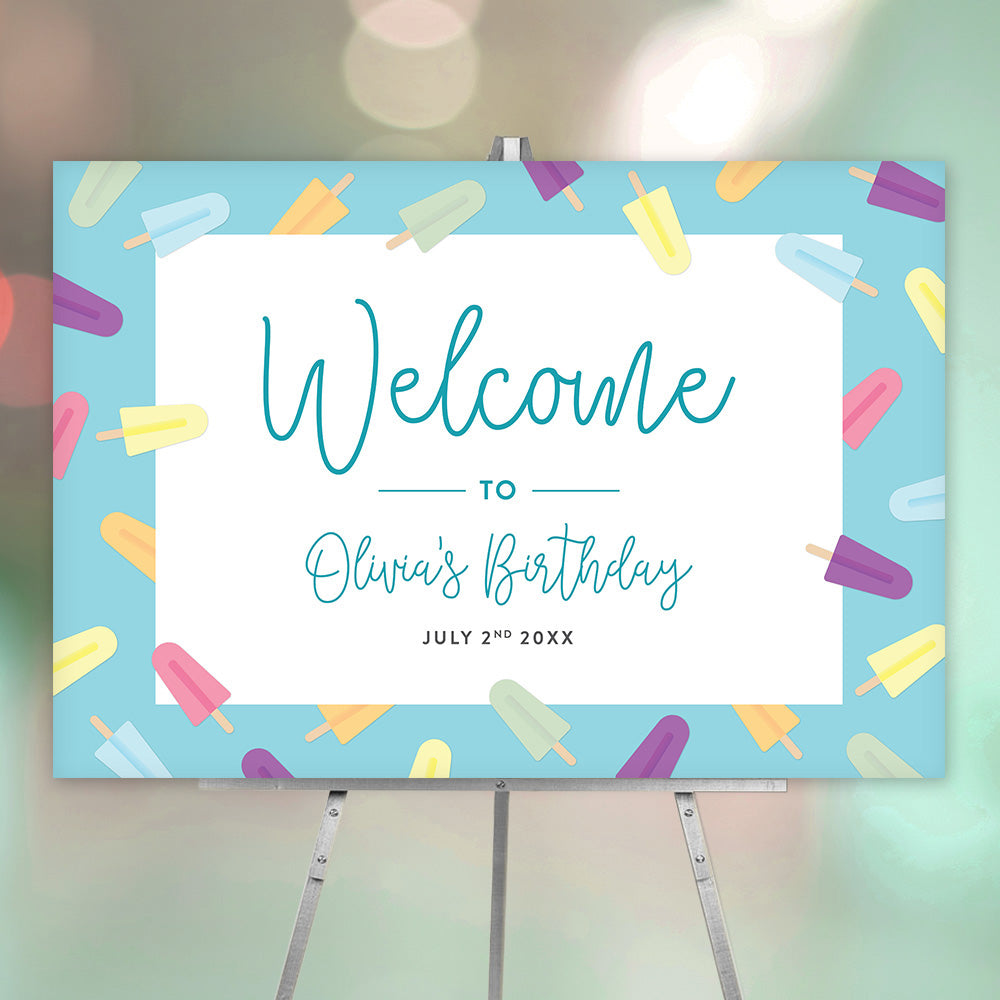 Colorful Ice Pop Welcome Sign for Kids’ Birthdays, Summer Popsicle Par