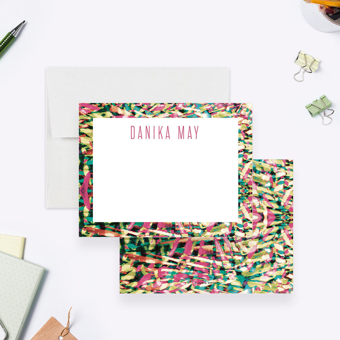 Colorful Tropical Notecard, Summer Birthday Thank You Cards, Custom Summer Gifts for Her, Tropical Themed Correspondence Card