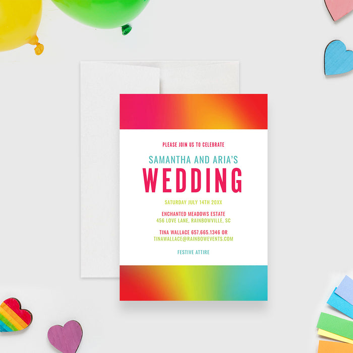 Colorful Invitation Card for Wedding Celebration, Modern Bridal Shower Invites, Wedding Reception Invitations