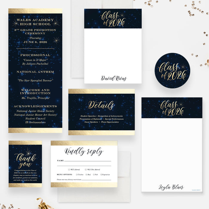 Personalized Starry Night Graduation Invitation Class of 2026