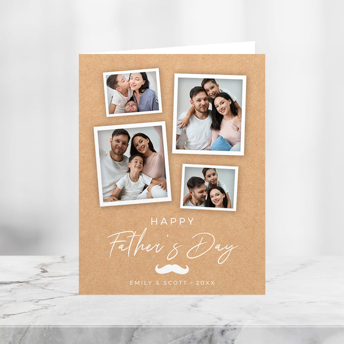 Happy Fathers Day Card with Photo Template, Custom Birthday Greeting Card for Dad with Pictures Digital Download, Family Greeting Digital Card