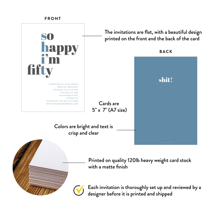 Funny 50th Birthday Party Invitation Modern Typography