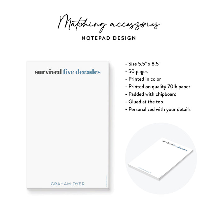 Funny 50th Birthday Notepad Personalized Milestone Party Favor