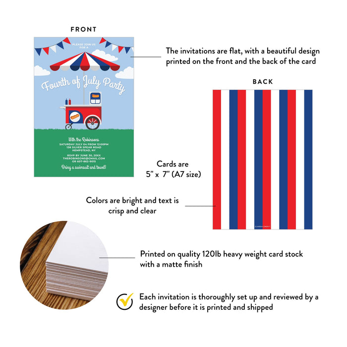 Fourth of July Party Invitation Food Cart July 4th Celebration