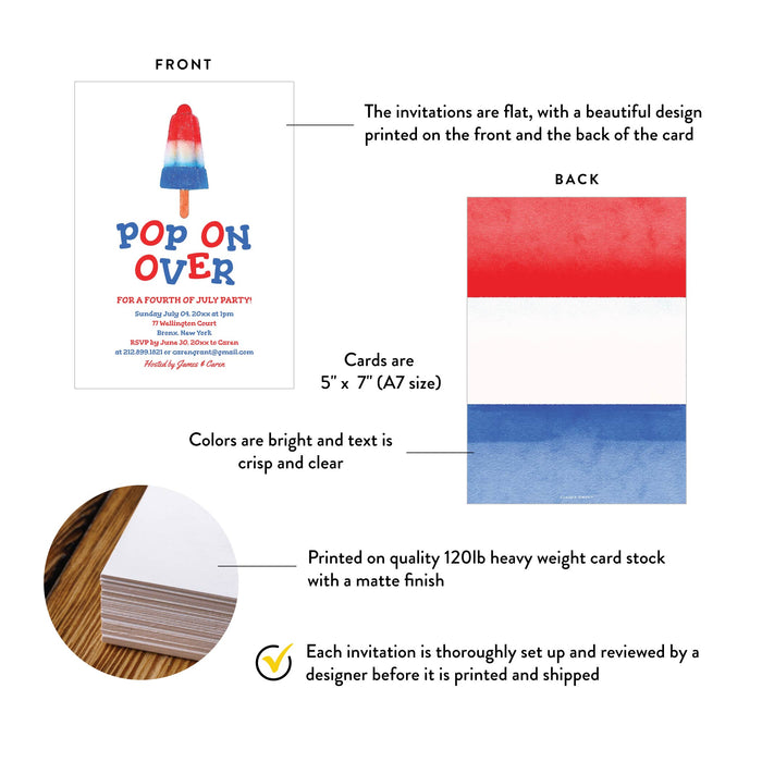 Fourth of July Popsicle Party Invitation Patriotic Summer Design