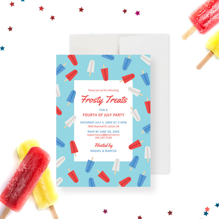 Fourth of July Frosty Treats Celebration Invitation Digital Download, July Birthday Celebration, Independence Day Party