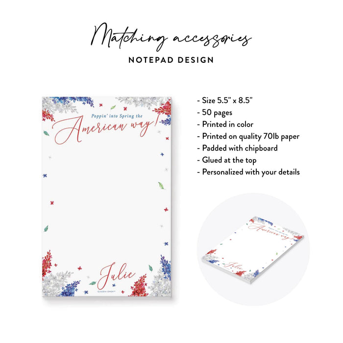 Fourth of July Party Invitation Red White Blue Floral Design