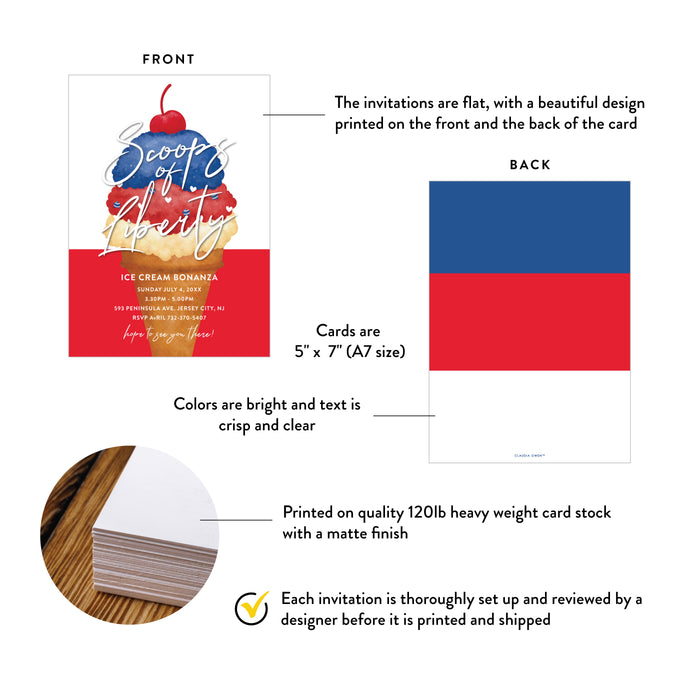 Patriotic Ice Cream Party Invitation 4th of July Summer Invite
