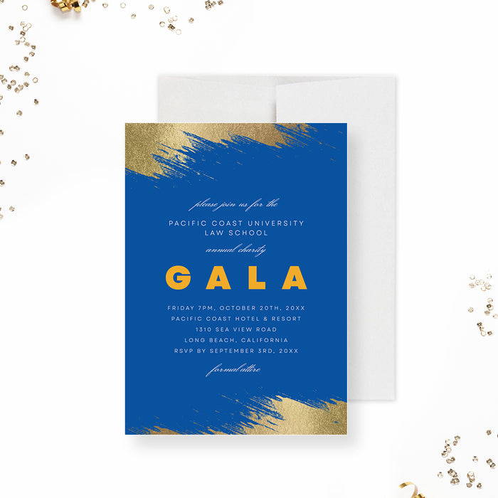 Gala Invitation Set in Blue and Gold, Business Sponsorship Form Digital Download, Event Program with RSVP Form, Save the Date