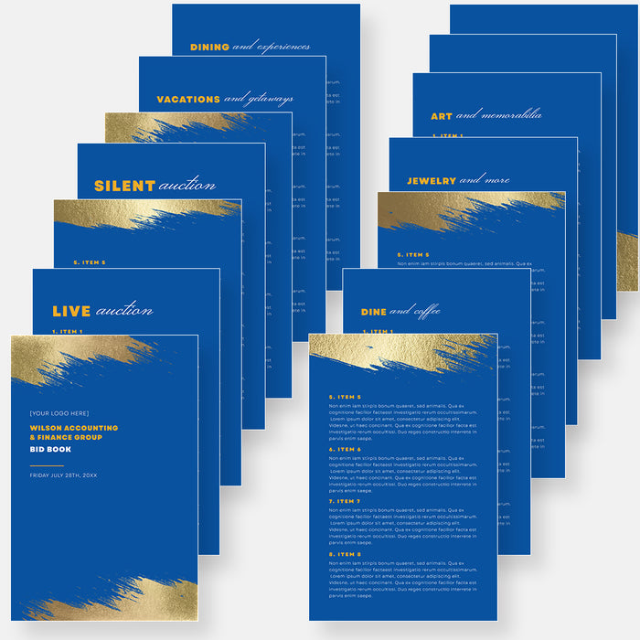 Gala Invitation Set in Blue and Gold, Business Sponsorship Form Digital Download, Event Program with RSVP Form, Save the Date