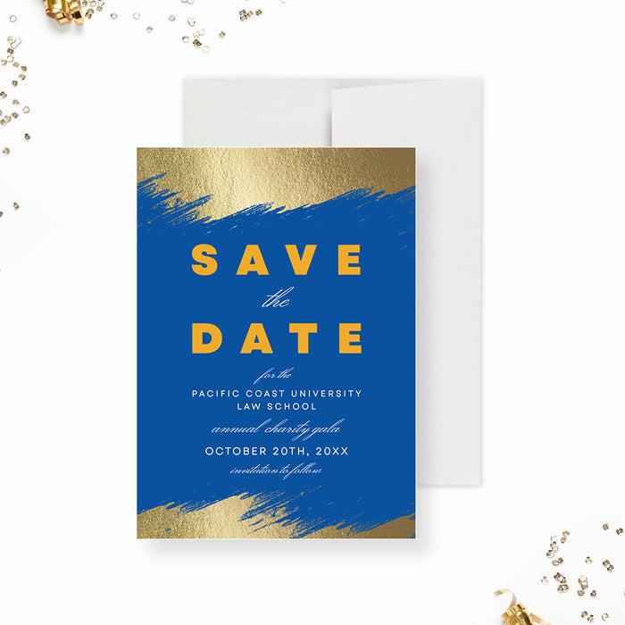 Gala Invitation Set in Blue and Gold, Business Sponsorship Form Digital Download, Event Program with RSVP Form, Save the Date