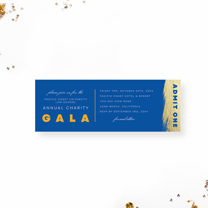 Gala Invitation Set in Blue and Gold, Business Sponsorship Form Digital Download, Event Program with RSVP Form, Save the Date