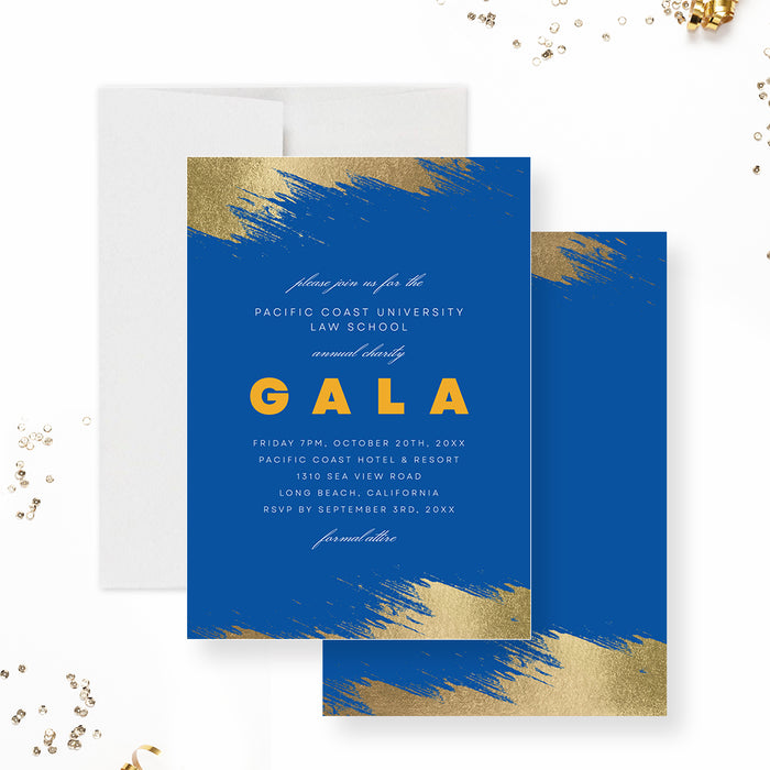 Gala Invitation Digital Download in Blue and Gold, Formal Event Invites, Elegant Invitations for Business and Professional Gatherings