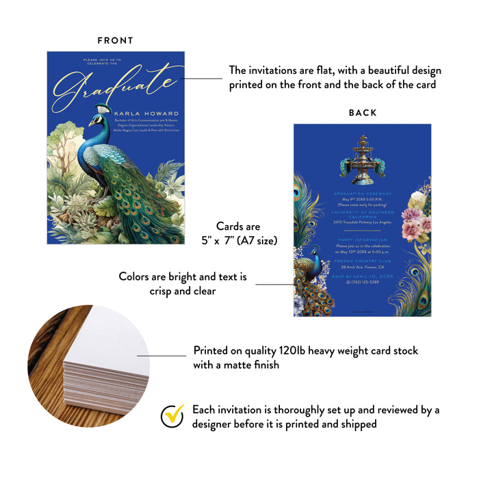 Elegant Peacock Graduation Party Invitation