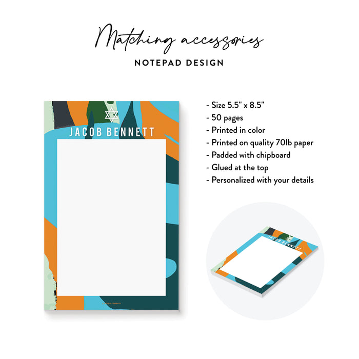 Personalized Bar Mitzvah Invitation Abstract Star of David Design