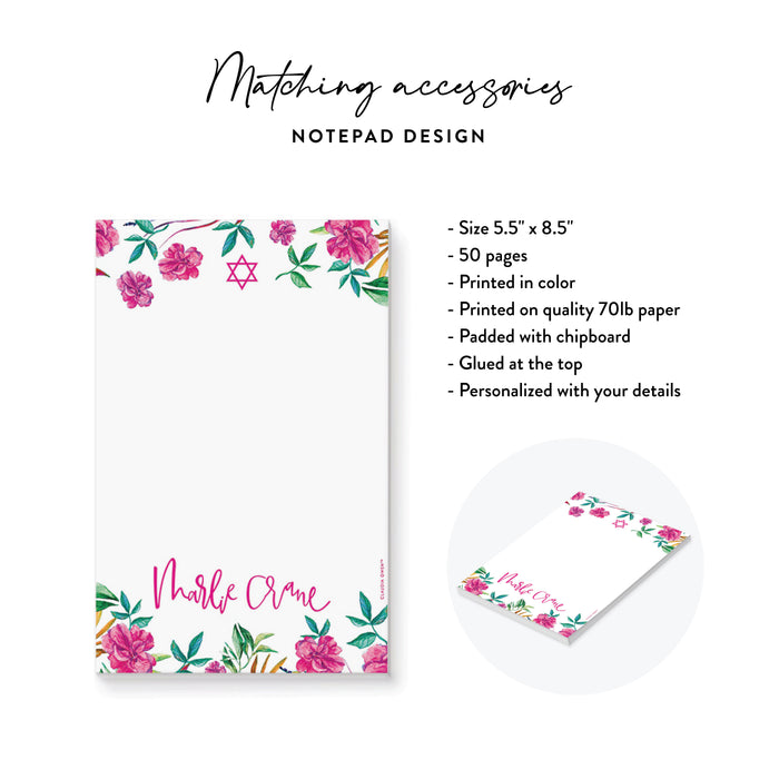 Floral Bat Mitzvah Invitation Pink Botanical Jewish Invite