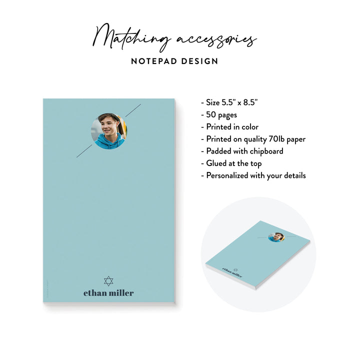 Personalized Bar Mitzvah Invitation Elegant Star of David Card