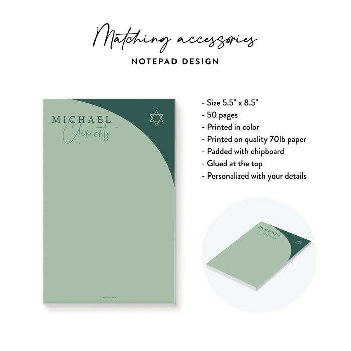 Bar Mitzvah Invitation Modern Green Jewish Invite
