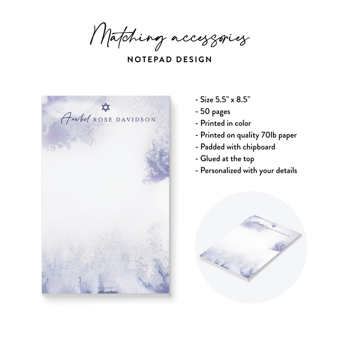 Bat Mitzvah Invitation Purple Watercolor Elegant Jewish Invite