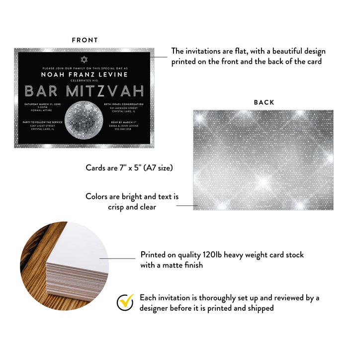 Disco Ball Bar Mitzvah Invitation Modern Party Invite