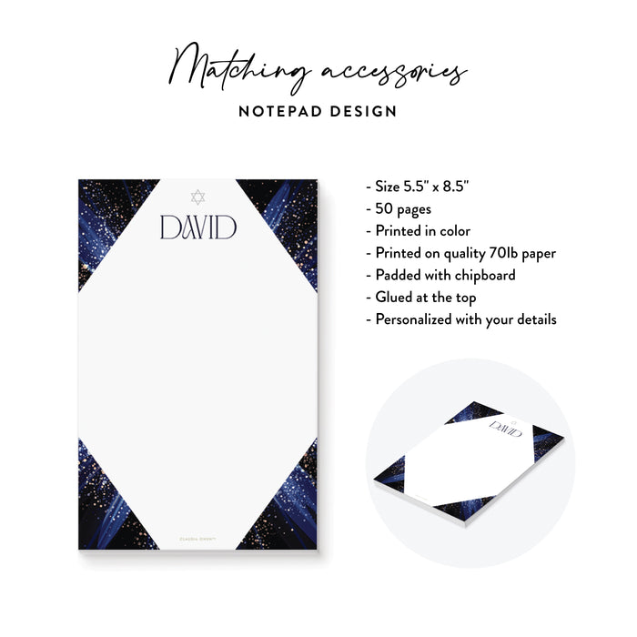 Elegant Blue Bar Mitzvah Invitation for Jewish Celebration