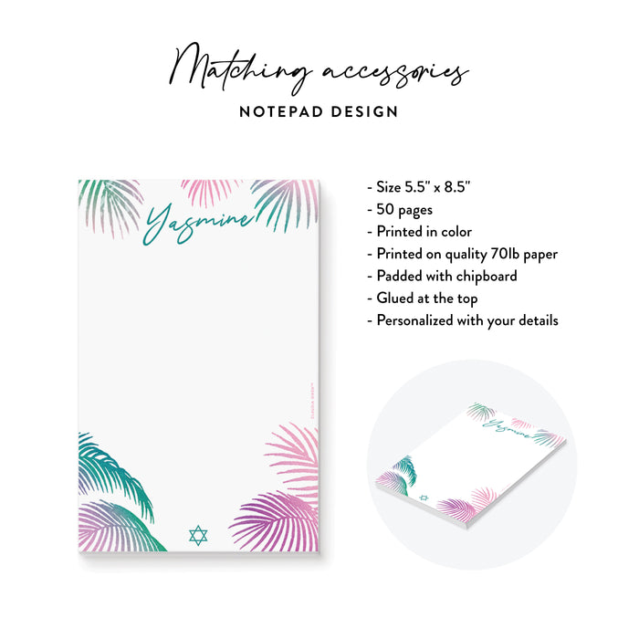 Tropical Bat Mitzvah Invitation Colorful Jewish Celebration Card