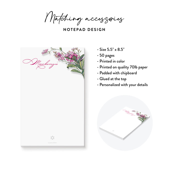 Floral Bat Mitzvah Invitation Elegant Botanical Jewish Party Card